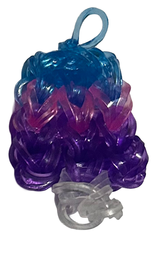 Sample popsicle with blue, pink and purple bands